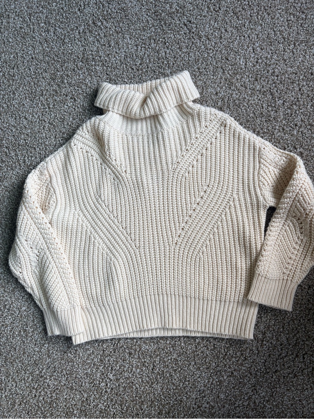 Skies Are Blue Cream Cable Turtleneck Sweater